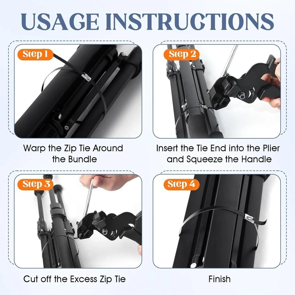 Metal Zip Ties Tool Set, Cable Tie Gun Kit with 150PCS Black Metal Zip Ties