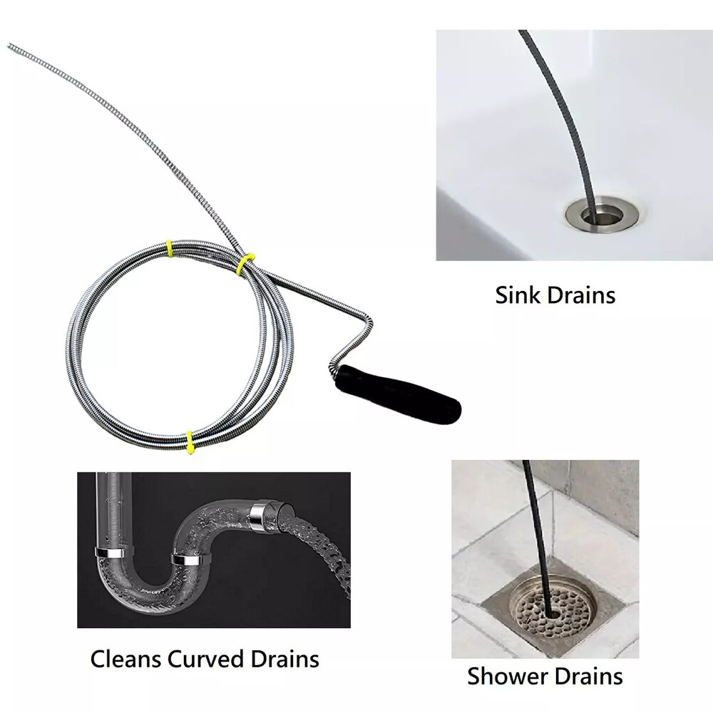 Manual Drain Snake Clog Remover 10-Foot Metal Tool For Sinks Drains Toilets Pipe