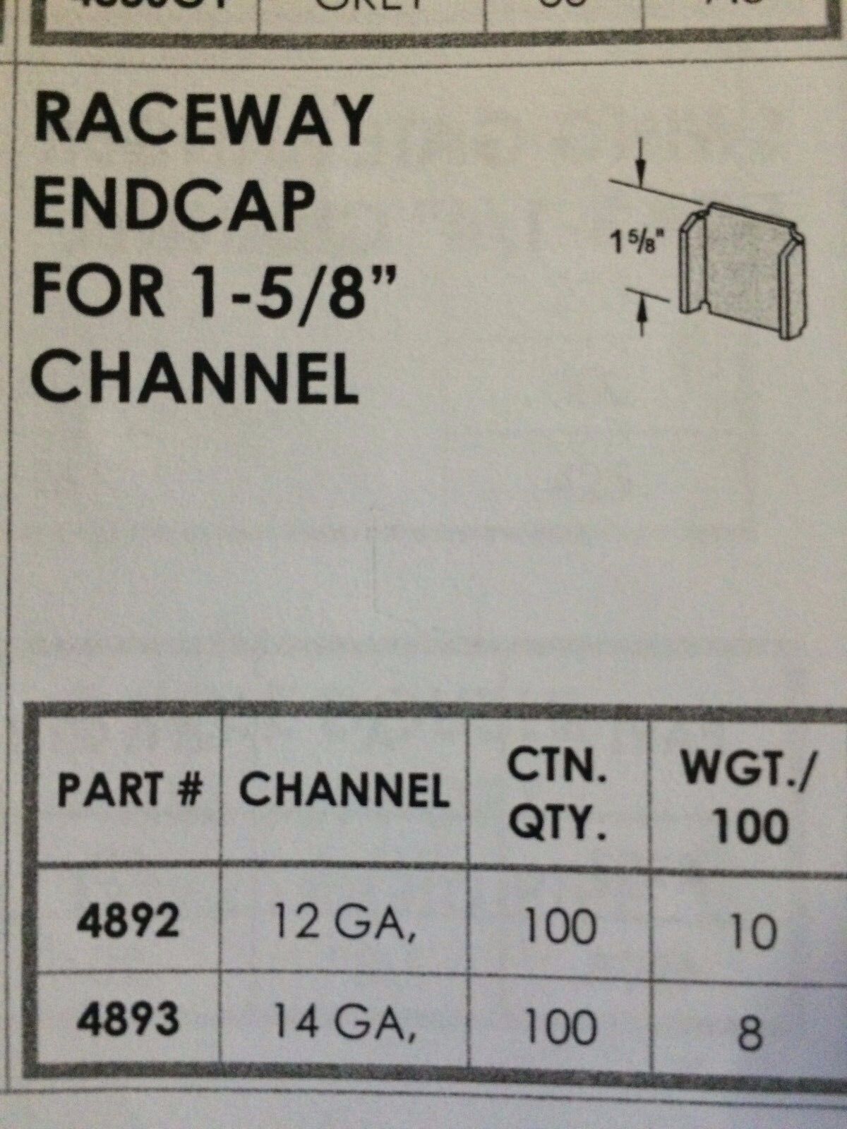 1-5/8″ x 1-5/8″ Raceway End Cap for Unistrut B-Line Channel #4892 P1280