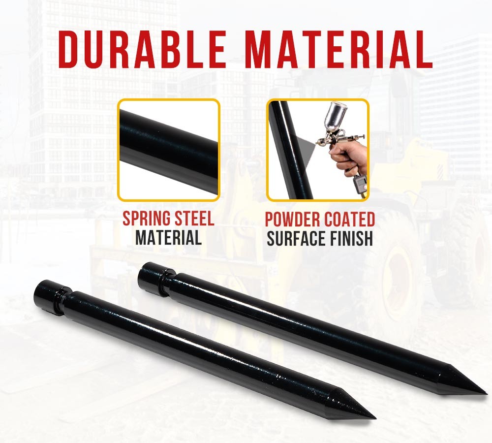 2PK 17″ Hay Bale Spear Stabilizer for Skid Steer Mount Plate for Tractor