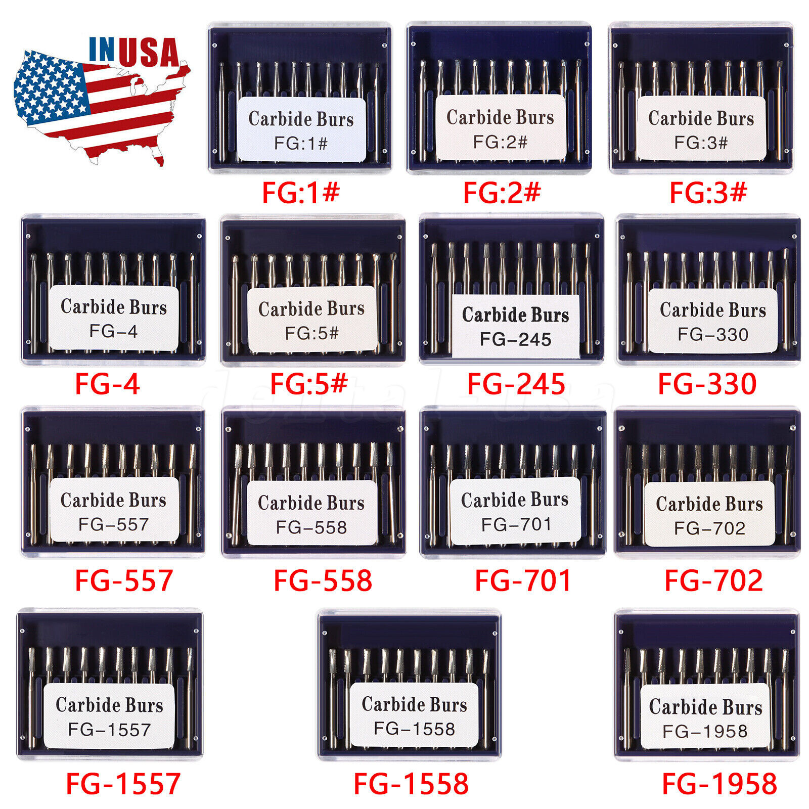10-100pcs Dental FG Fresas de carburo tungsteno for Alta Velocidad pieza de mano