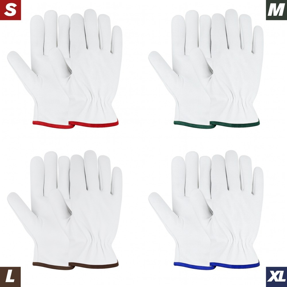 12 Pairs Genuine Goatskin Safety Gloves – Durable, Comfortable & Versatile Work
