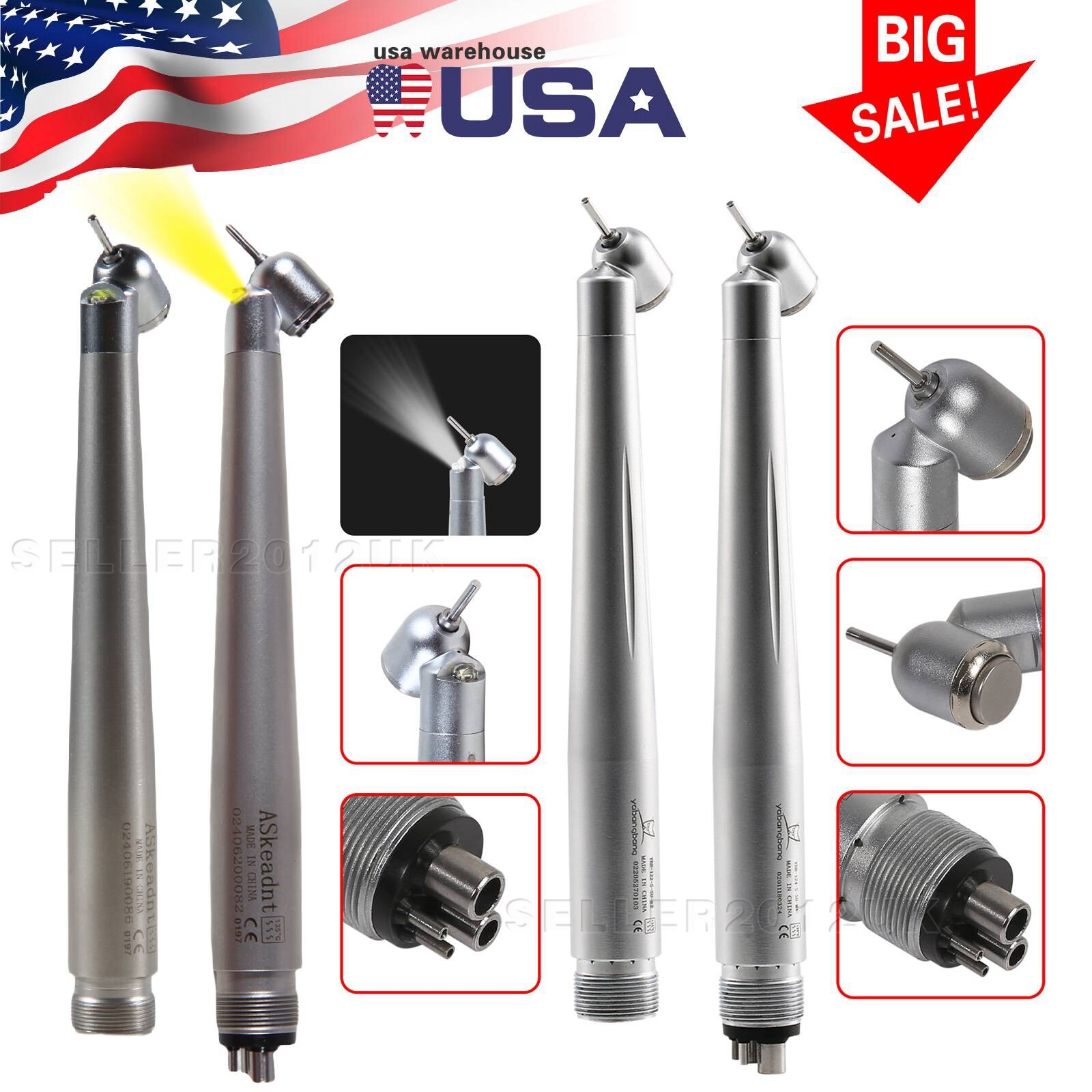 NSK Style Dental Surgical 45° Degree /LED High Speed Handpiece Turbine 2/4Holes