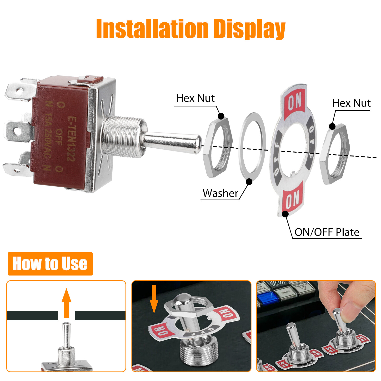 Toggle Switch ON/OFF/ON Heavy Duty 20A 125V/15A 250V/30A 12V Terminal Car Boat