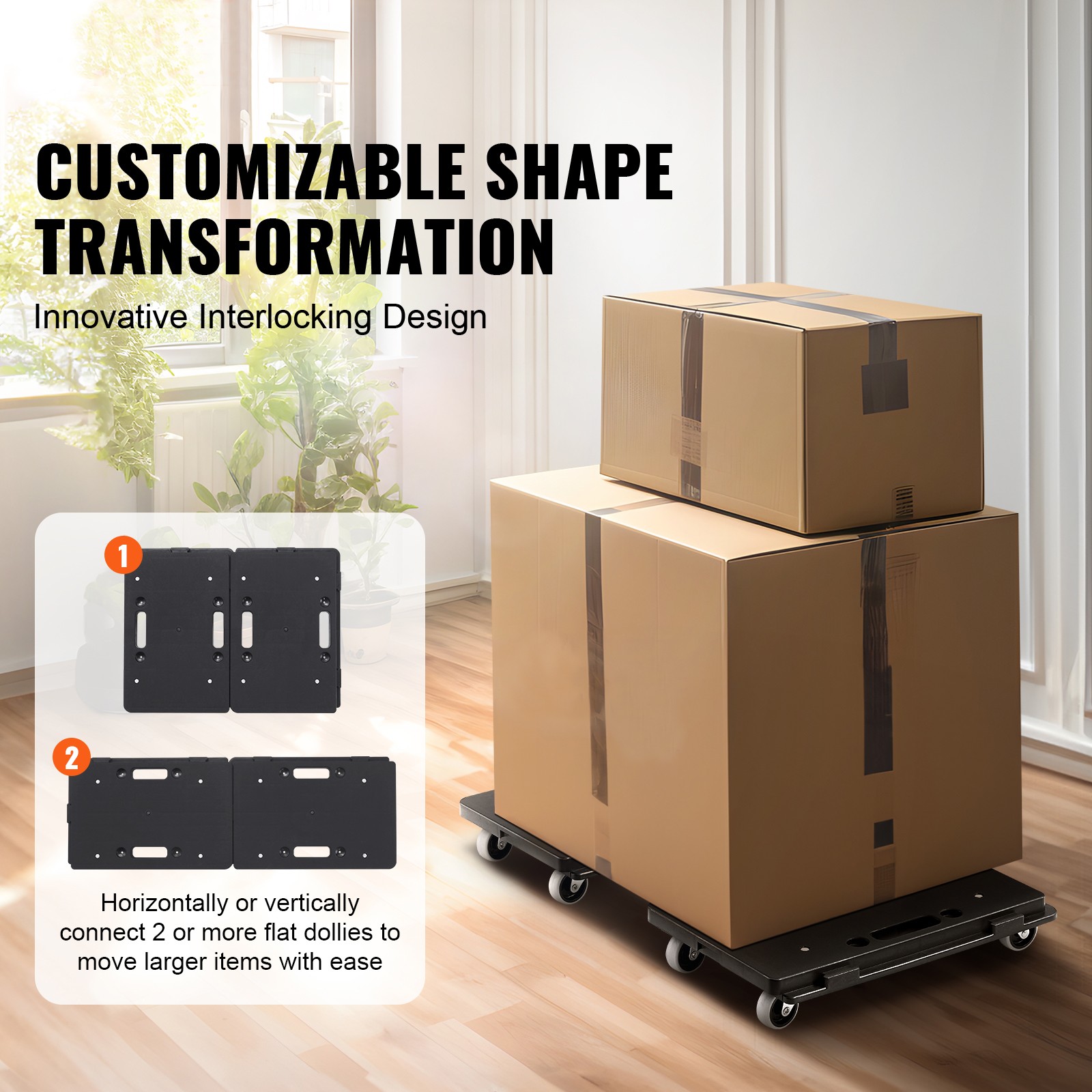 VEVOR 2PCS Platform Dolly Interlocking Edge Furniture Mover 500lbs Capacity Each