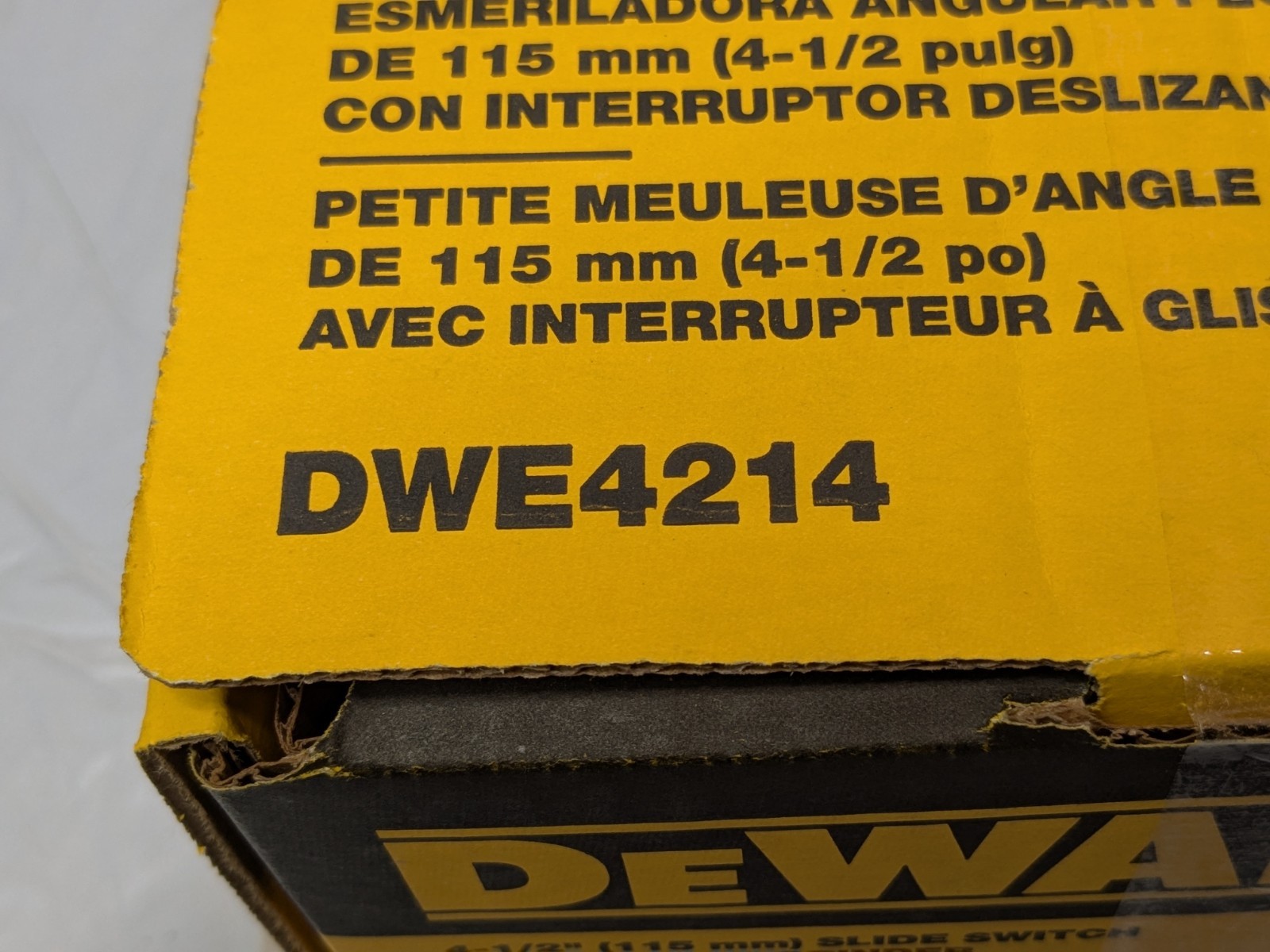DEWALT Slide Switch Small Angle Grinder 4-1/2″ (115mm) DWE4214
