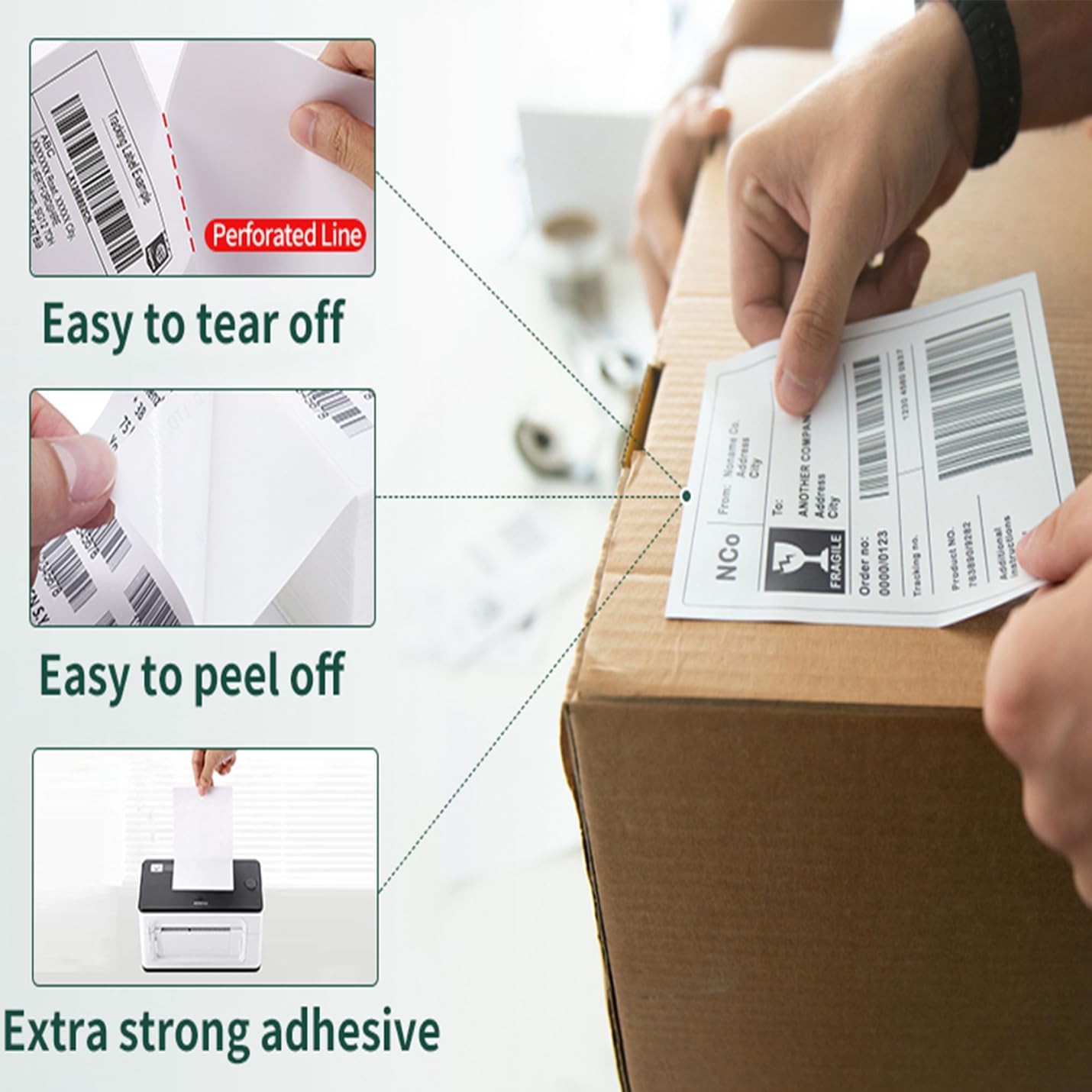 4″ x 6″ Direct Thermal Address Shipping Labels Fanfold Rolls for Zebra & Rollo