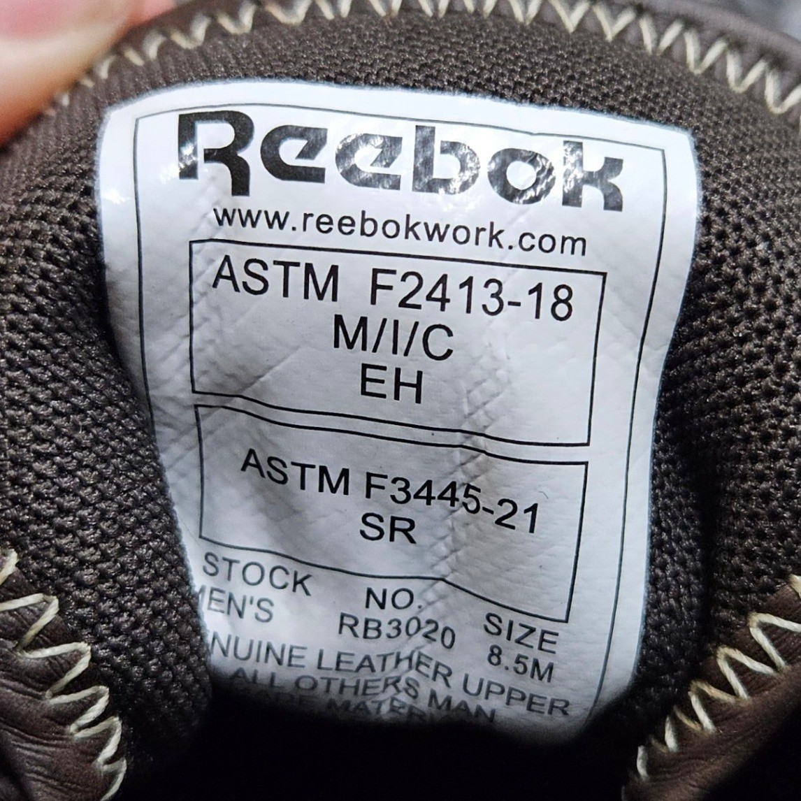 Reebok Men’s Zig Kinetica Edge II Work Safety Shoes RB3020 Brown Leather Sz 8.5