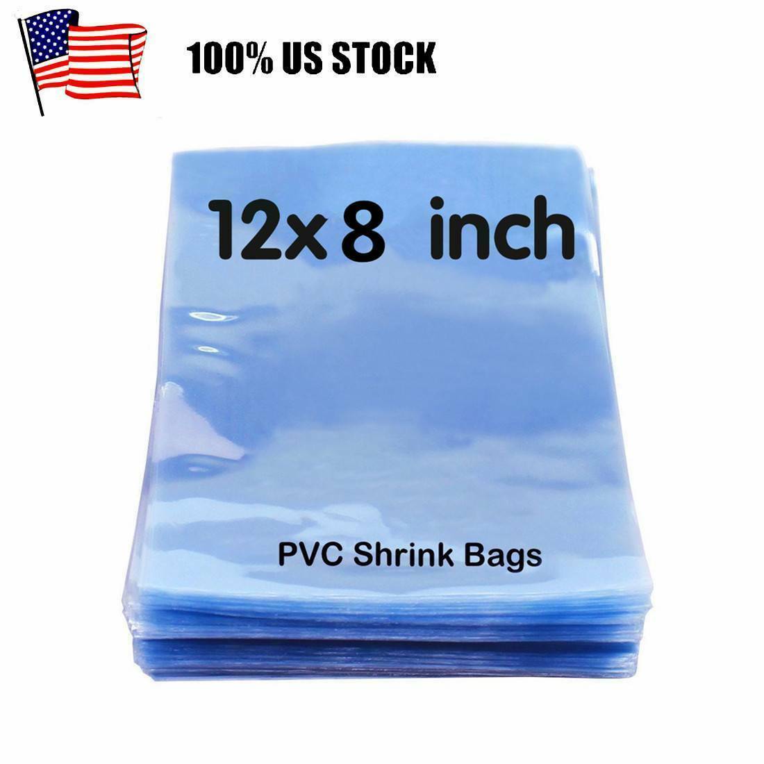 Clear Heat Shrink Film Wrap Bags PVC For Bottles Candles Jars 8×12 Inch USA