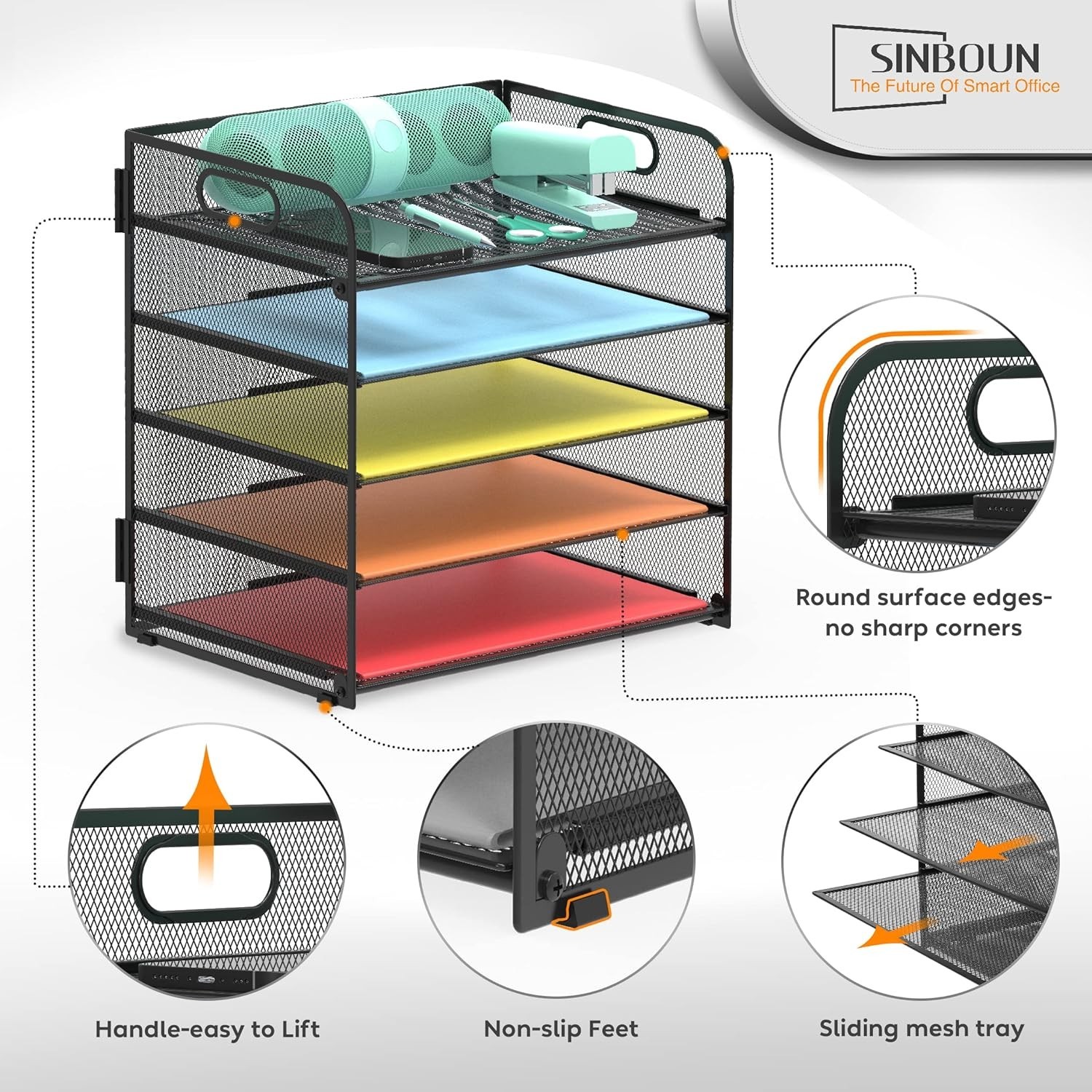 Efficient 5-Tier Paper Organizer – Lightweight Metal Holder for Easy Access