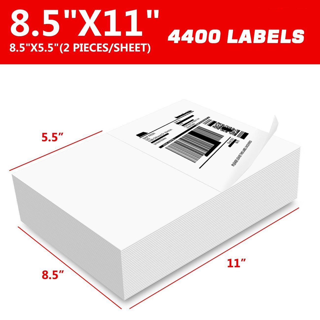 1100 Premium 8.5″X 5.5″ Self Adhesive Shipping Labels Half Sheet for Laser
