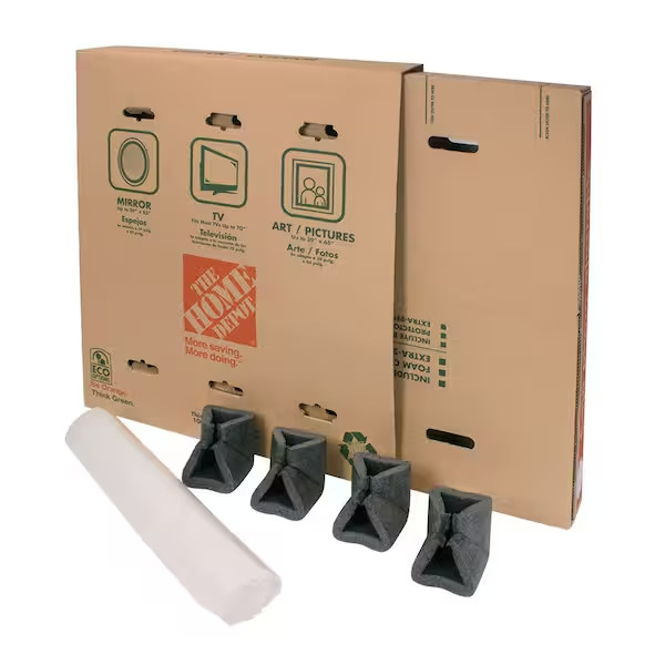 2 PACK Heavy Duty Adjustable Medium Size TV/Picture Moving Box with Cushioning