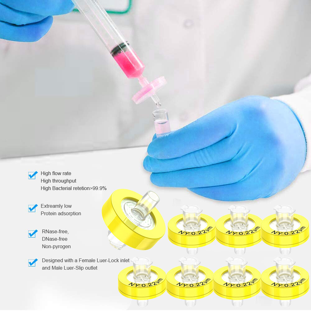 100PCS Nylon NY Syringe Filter 13mm 25mm Diameter 0.45 um 0.22 μm Pore Size HPLC