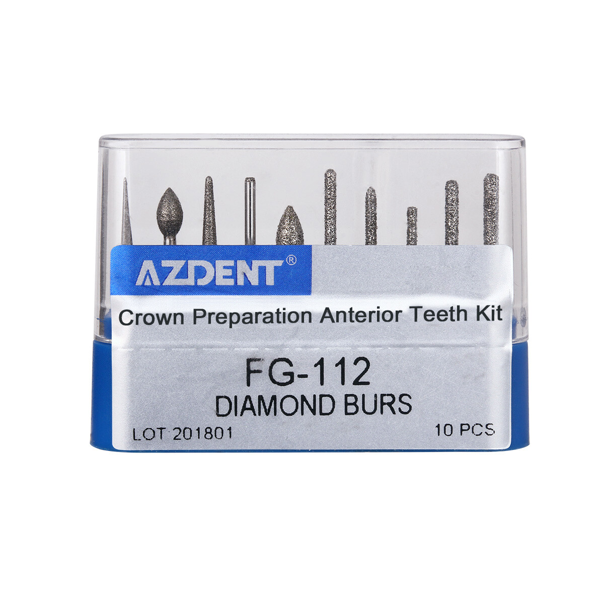 10packs Dental Diamond Burs FG-112 Crown Preparation Anterior Teeth Set