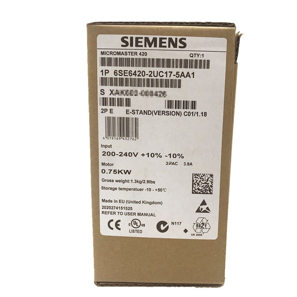 6SE6420-2UC17-5AA1 1PCS NEW SIEMENS MICROMASTER 420 Inverter 6SE6420-2UC17-5AA1