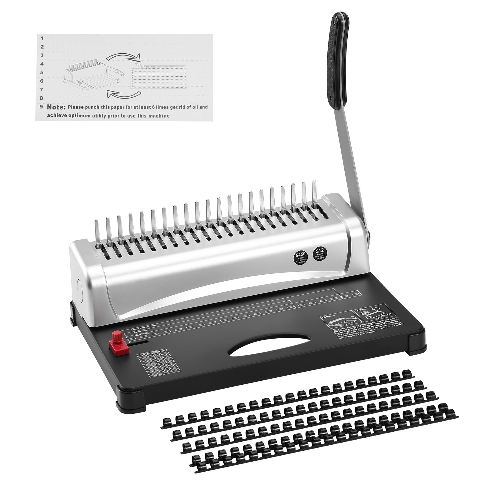 VEVOR Binding Machine Comb Binding Machine 21 Holes 100 PCS Binding Spines