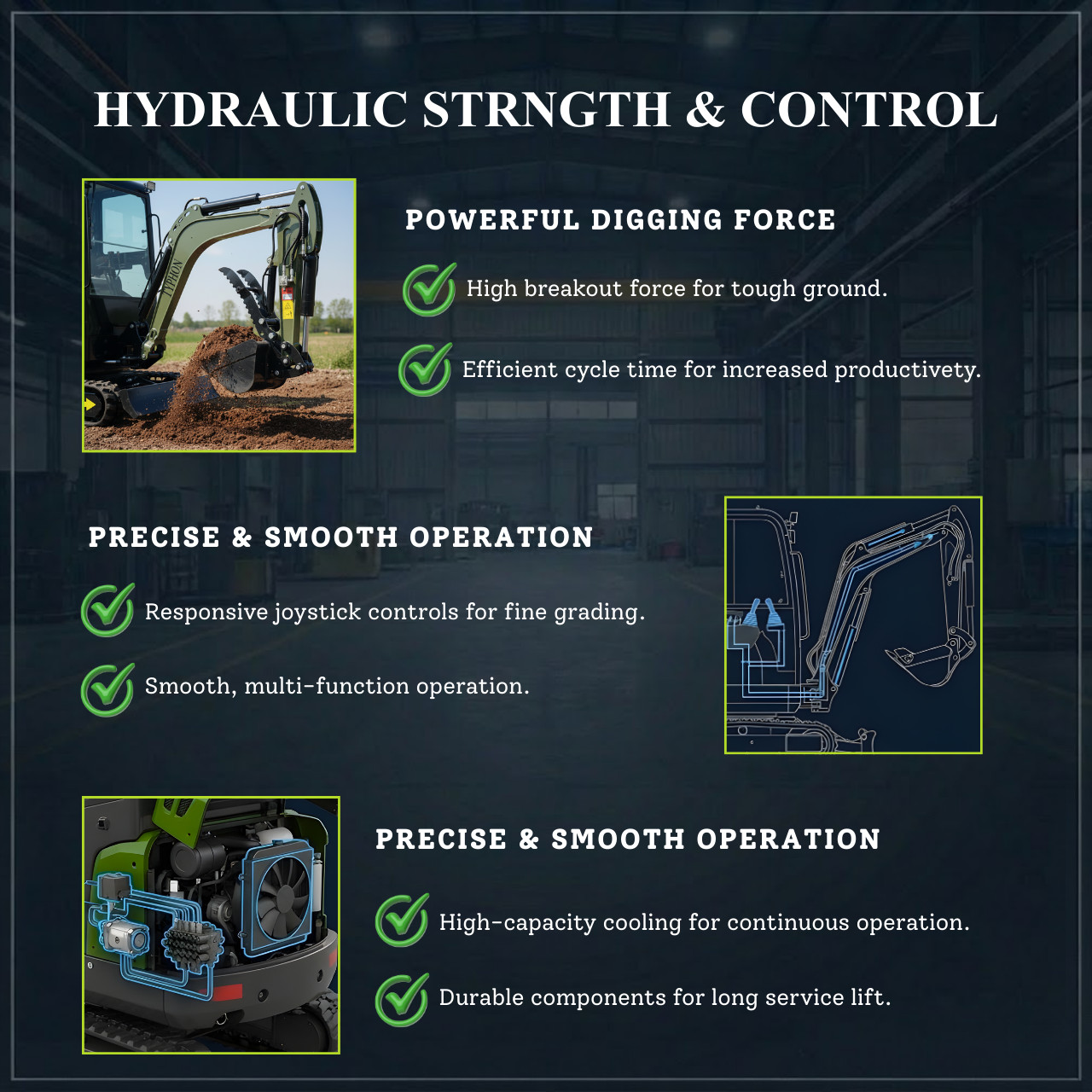 TYPHON Terror XVIII Prestige 2 Ton Mini Excavator AC/Heater cabin 13 Attachments