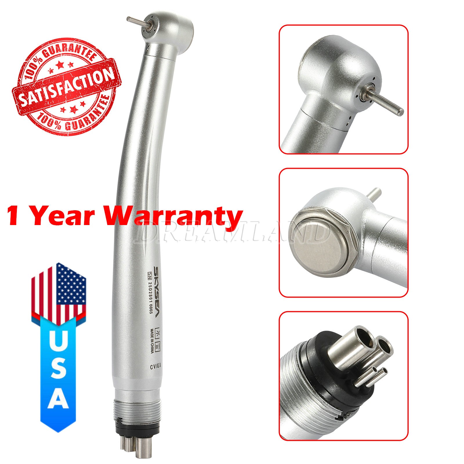 SKYSEA Dental High Speed Handpiece 4 Hole 1-10 PCS USA 1 Year Warranty
