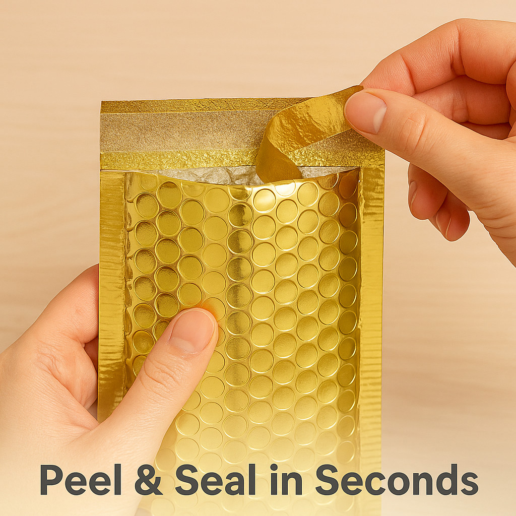 #000 4″x8″ (Inner Size 4″ x 7″)Matte Metallic Gold Poly Bubble Mailers Bags