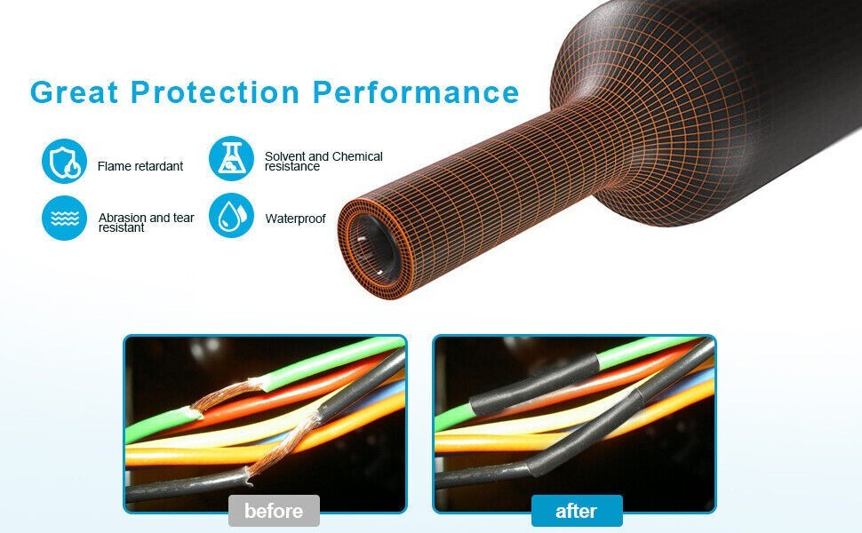 25 ft Dual Wall Adhesive Glue Lined Φ1/4″ (6.4mm) Heat Shrink Tubing 3:1 Ratio