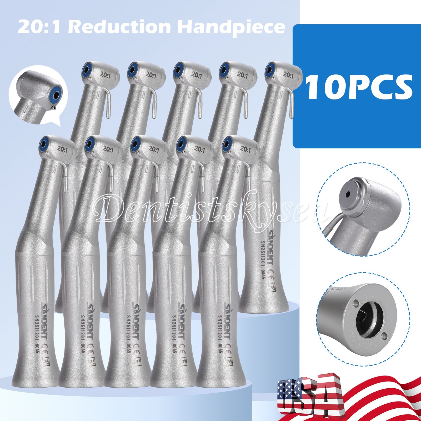 Dental Implant 20:1 Reduction Low Speed Contra Angle Handpiece Fit NSK E-type Y