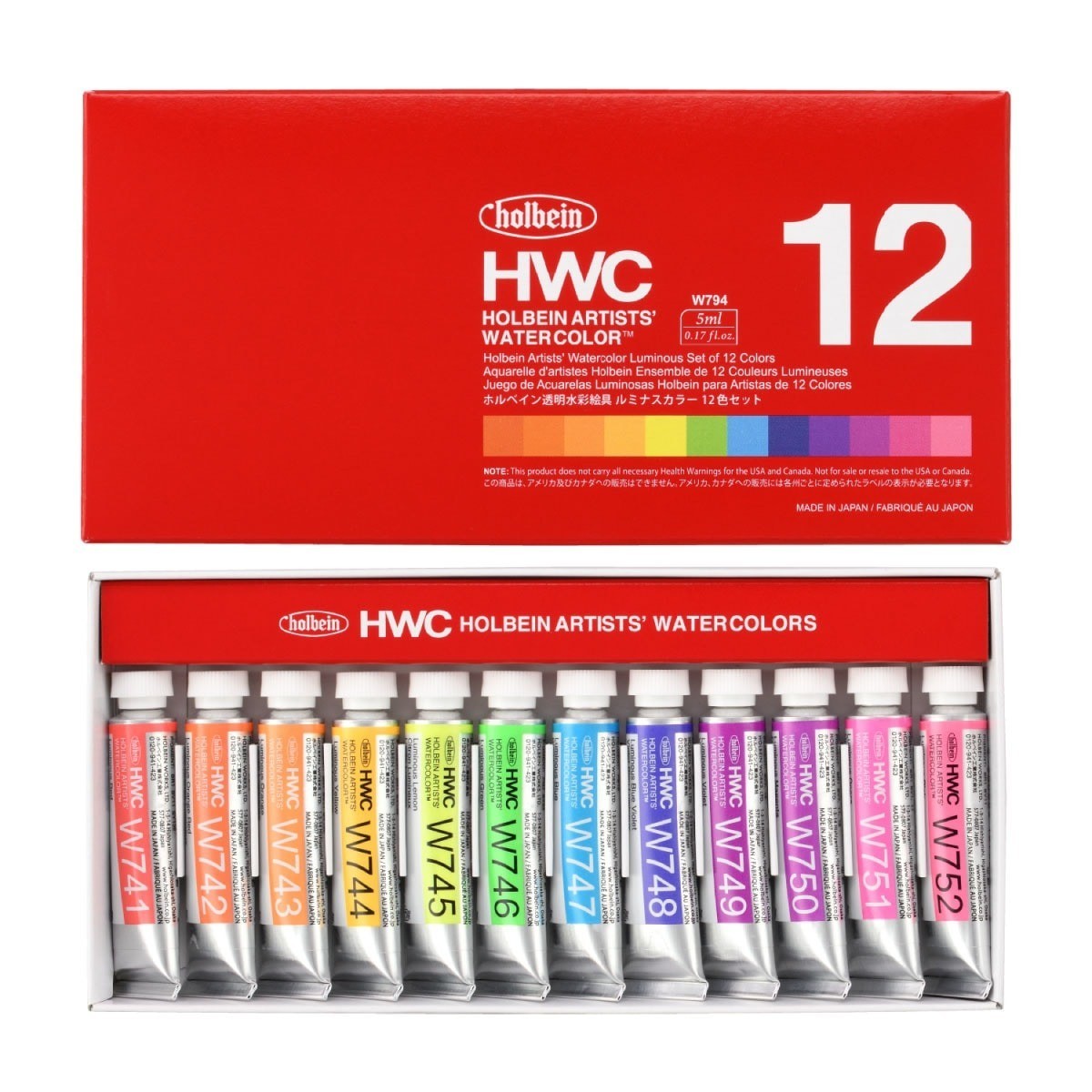 Holbain Luminous Watercolor Set 12 Colors Fluorescent 5ml UV Reactive Japan new