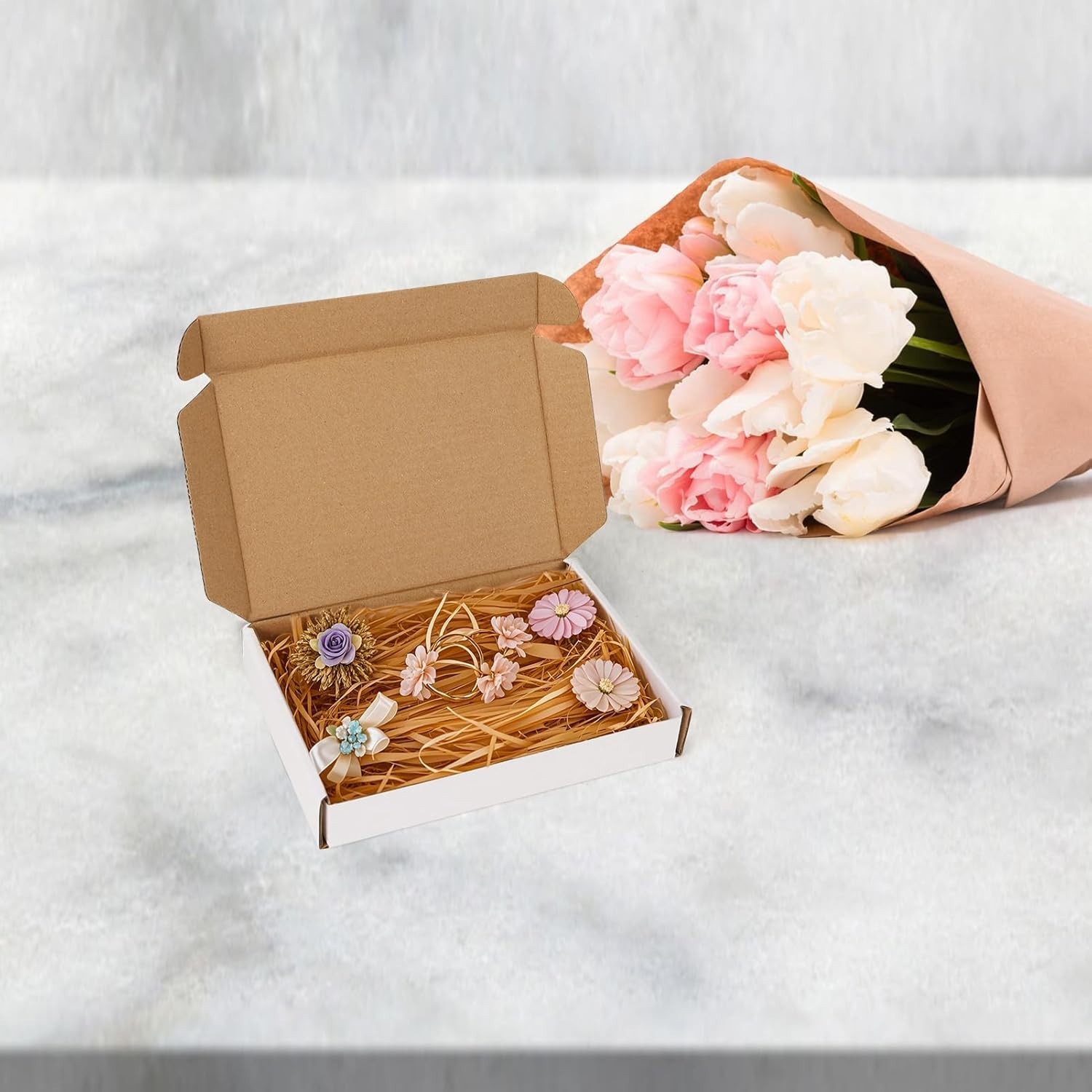 6x4x1 Shipping Boxes Set of 100, White Small Corrugated Cardboard Box, Mailer…