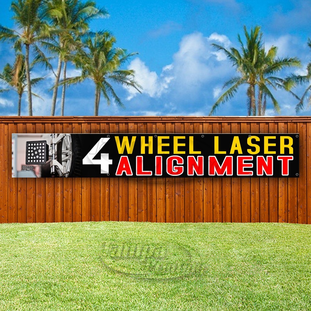 4 WHEEL LASER ALIGNMENT Advertising Mechanic Vinyl Banner Flag Sign USA XL01931