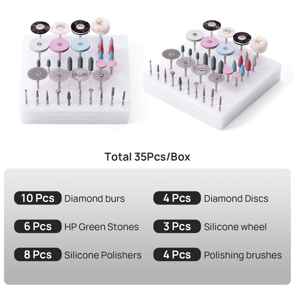 Dental Lab Polishing HP Kit Diamond Burs Brush For Ceramics Porcelain Grinding