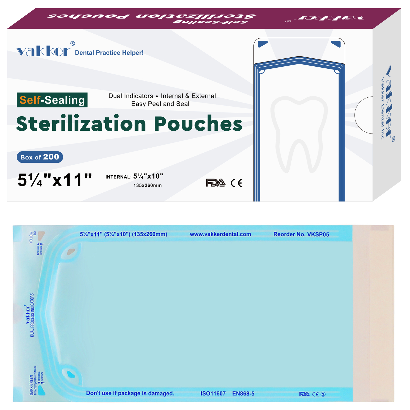 All Size Dental Self Seal Sterilization Pouches Autoclave Sterilizer Bag FDA