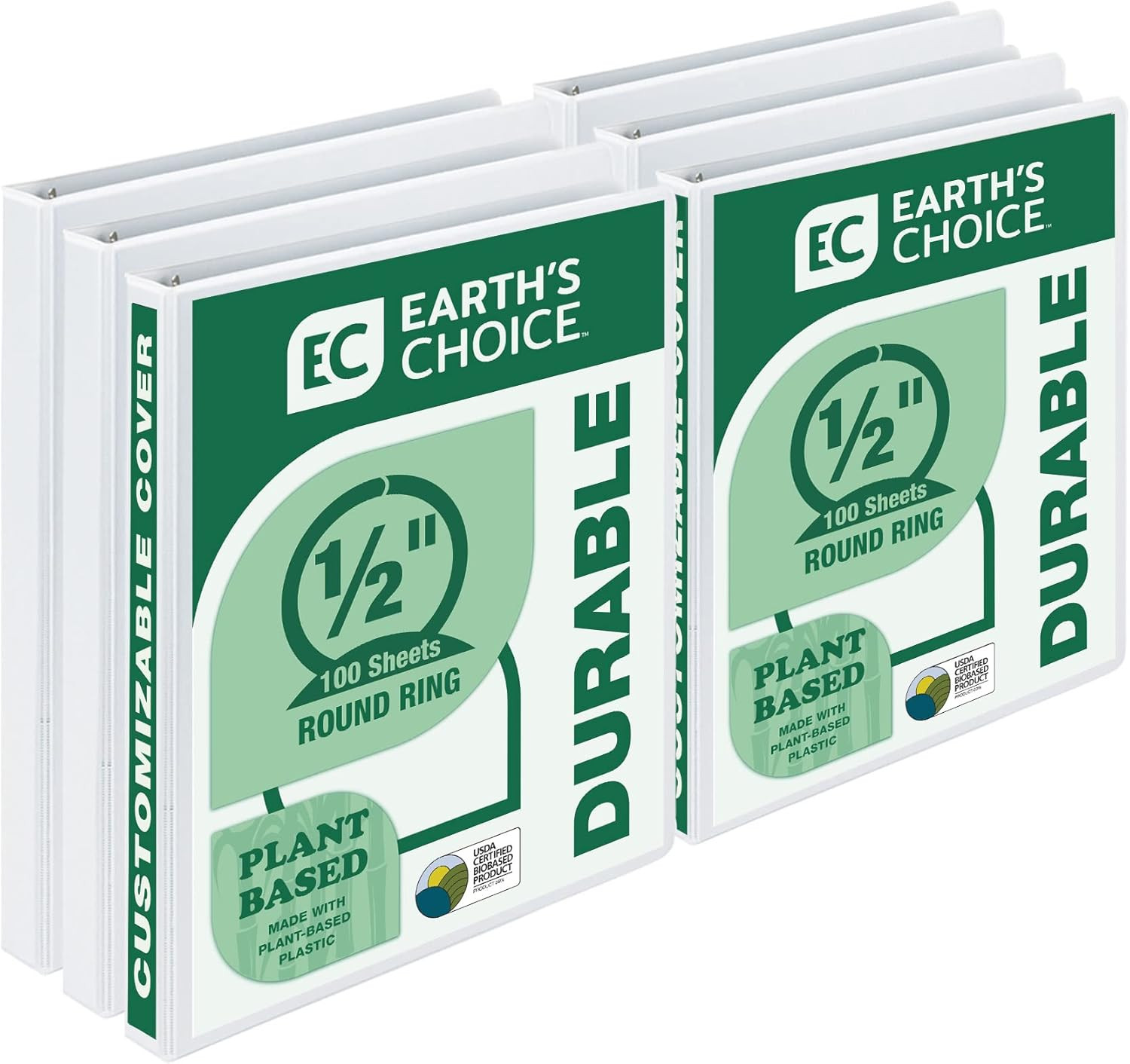 Plant-Based 0.5 Inch Durable round Ring, View Binder, Eco-Friendly, USDA Certifi