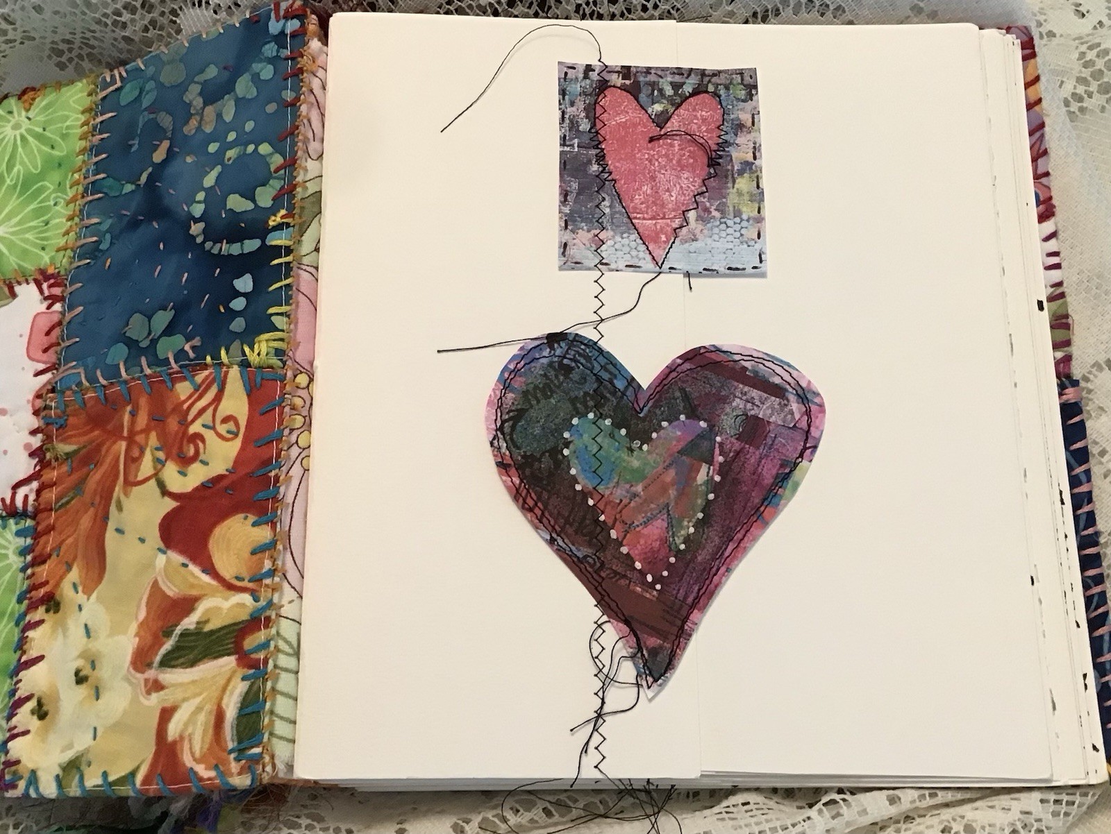 Handmade Art Journal Sketchbook Watercolor Paper Fabric Cover 8×9 OOAK