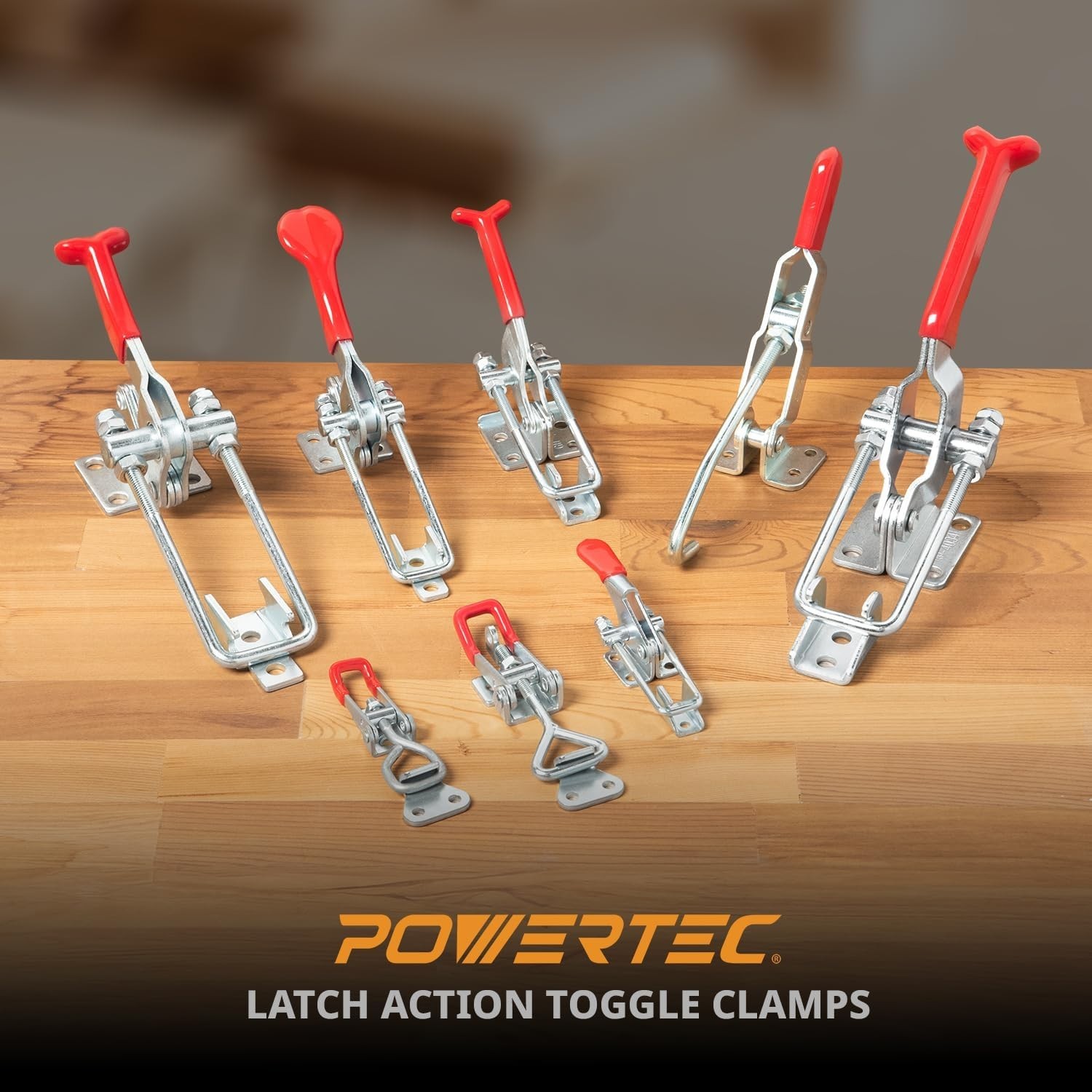 POWERTEC J Hook Toggle Clamp 451 w/ Hook Type Draw Latch Pull Action, 375 lb 2PK
