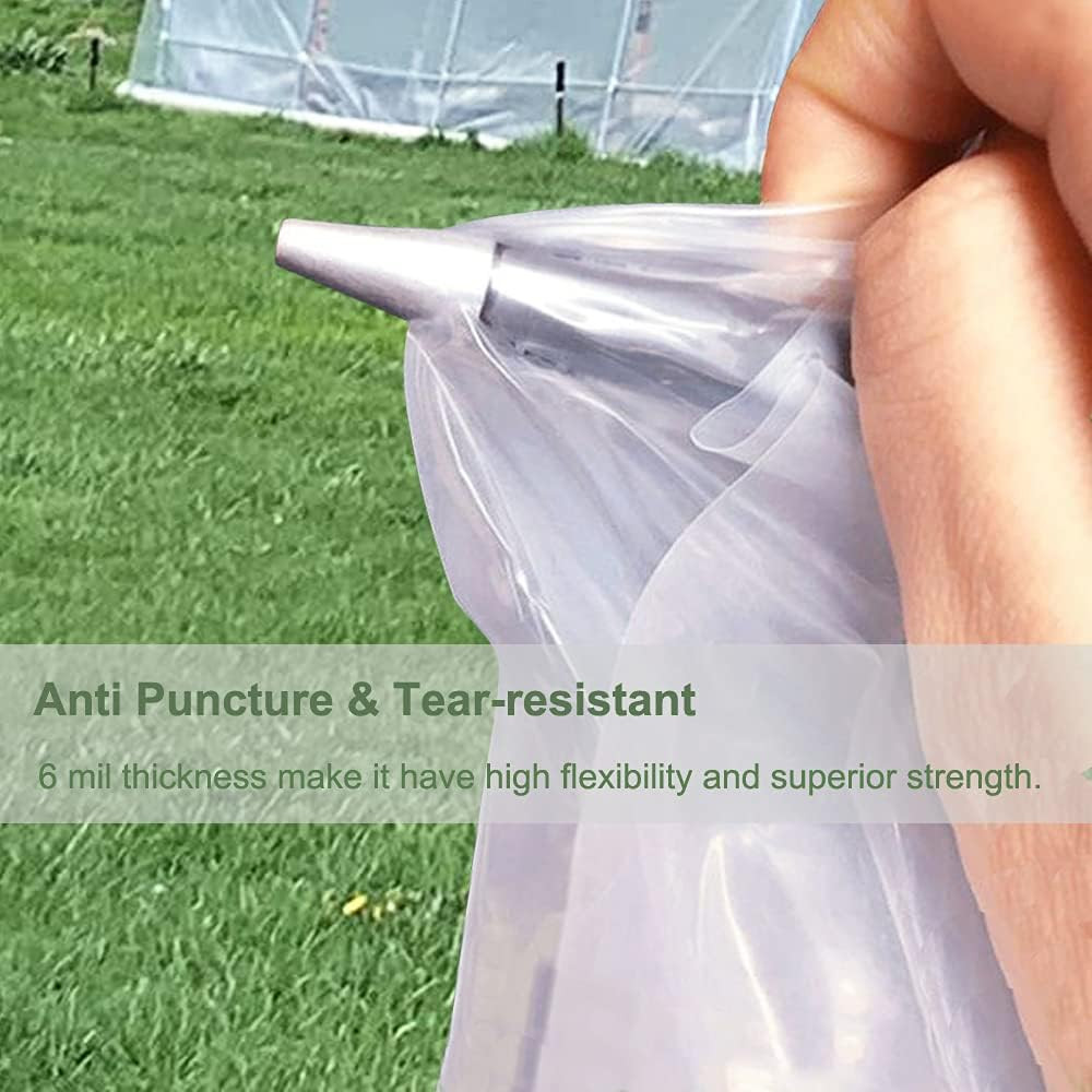 6 Mil Clear Greenhouse Plastic Sheeting, 6.5′ X 9.8′ UV Resistant Polyethylene G