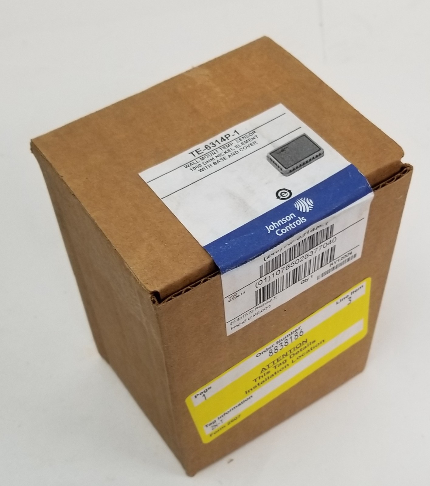Johnson Controls TE-6314P-1 Sensor Wall Mount Temperature (1k ohm) NEW
