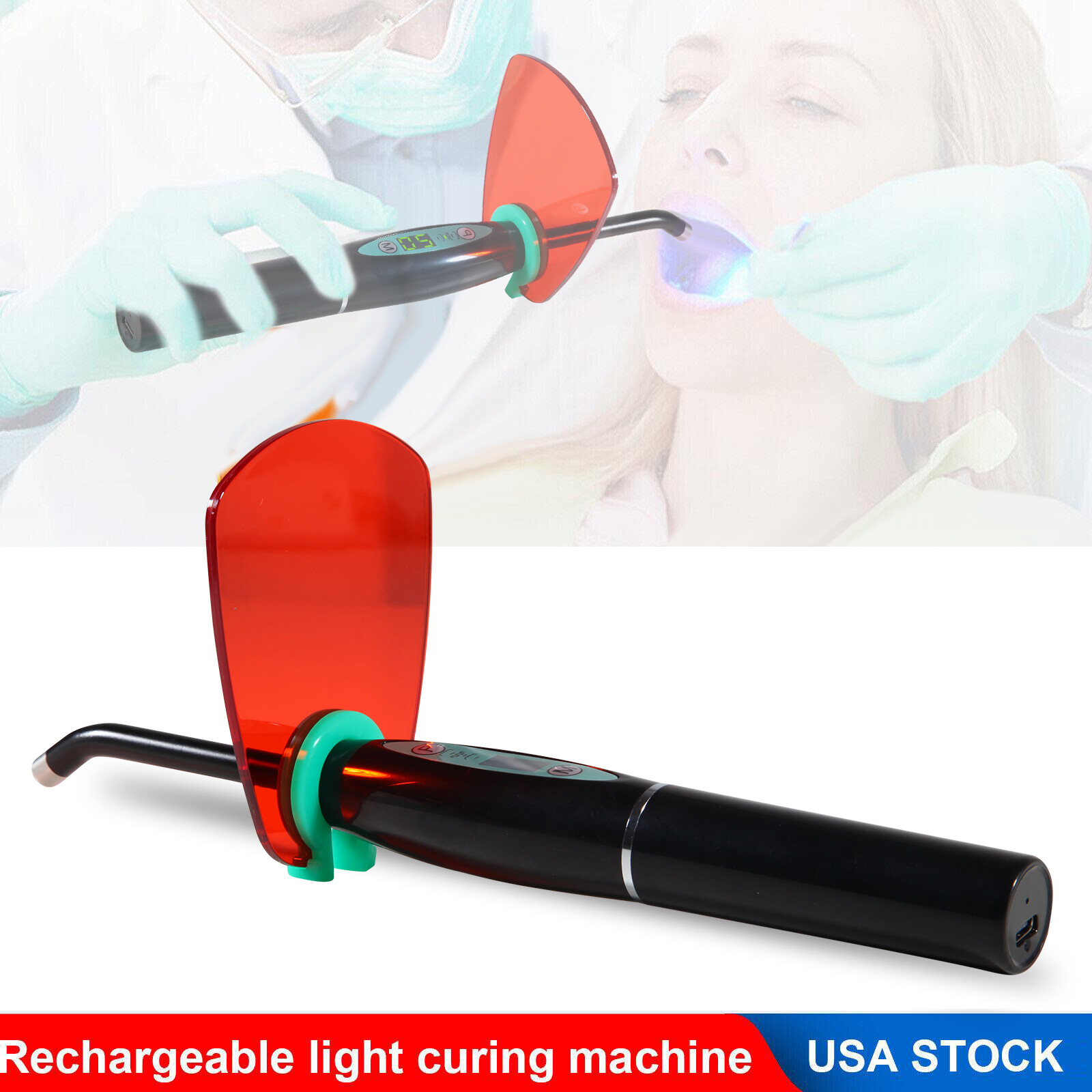 Dental Wireless Cordless LED Cure Curing Light Lamp 2000mw 5W Tool Resin Cure US