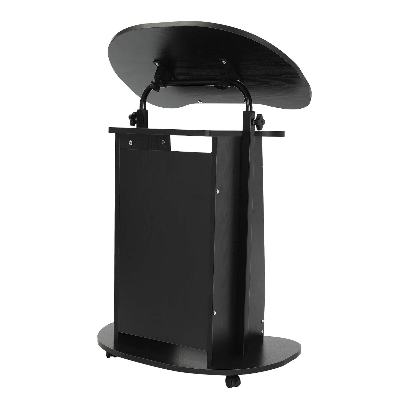 Black Sit-to-Stand Rolling Adjustable Storage Medical Laptop Computer Cart Desk