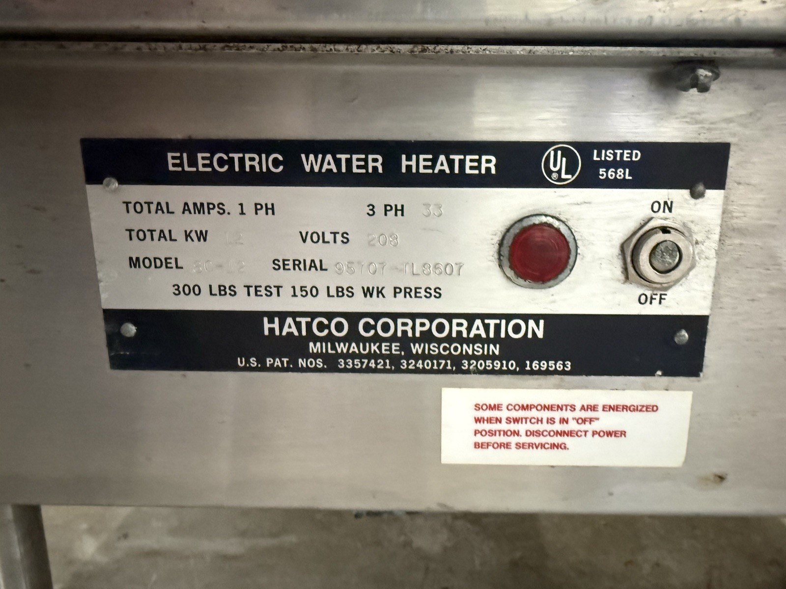Hatco S-54 Imperial Booster Water Heater 54 kW – 16 Gallon, 480V, 3 Phase