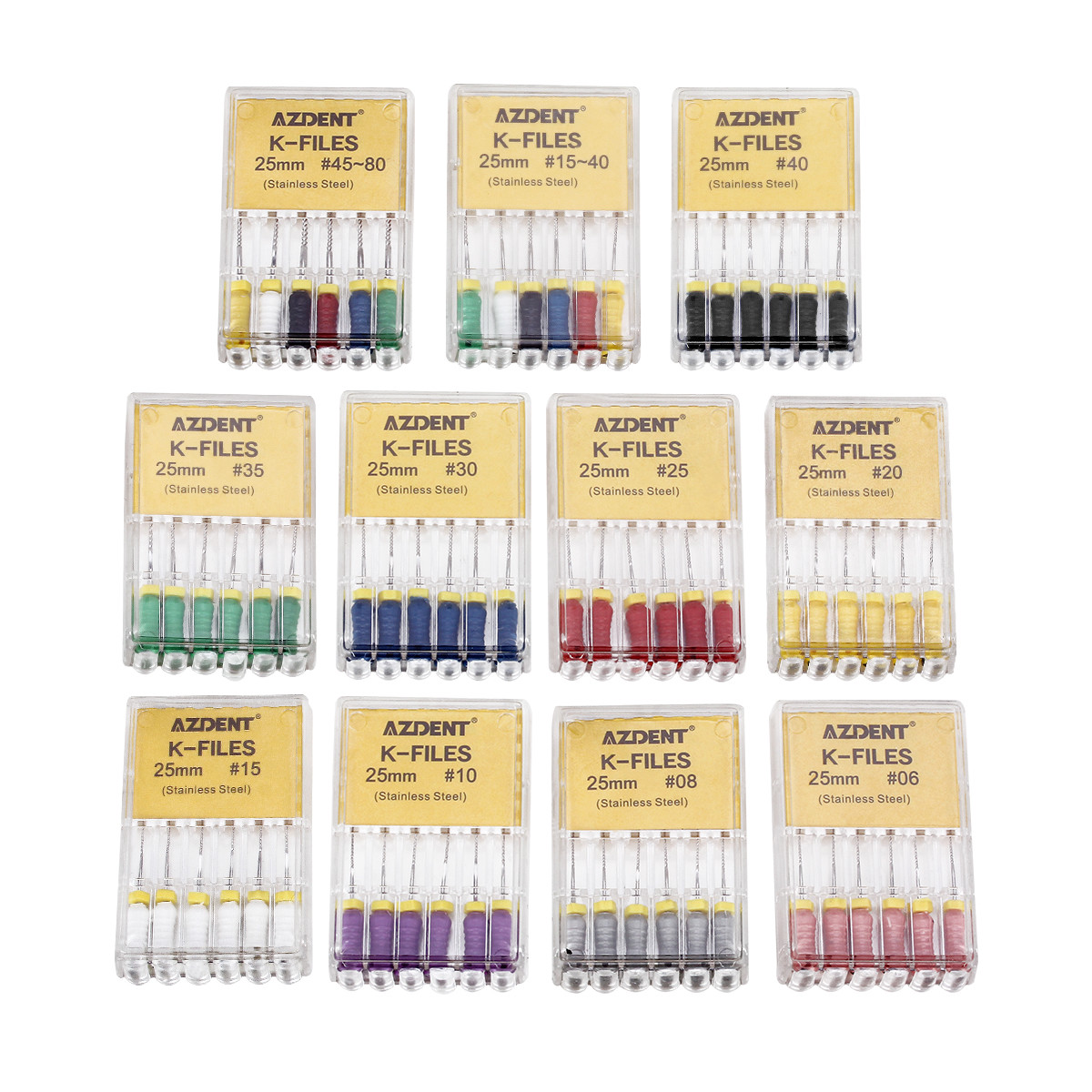 Dental Root Endodontic File Hand Use K-Files 25mm/21mm Stainless Steel 6pcs/box
