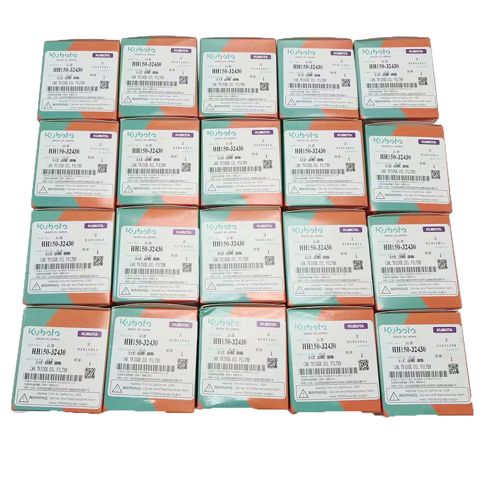 New 20 pack Oil Filter HH1J0-32430 (Replaces HH150-32430) for Kubota