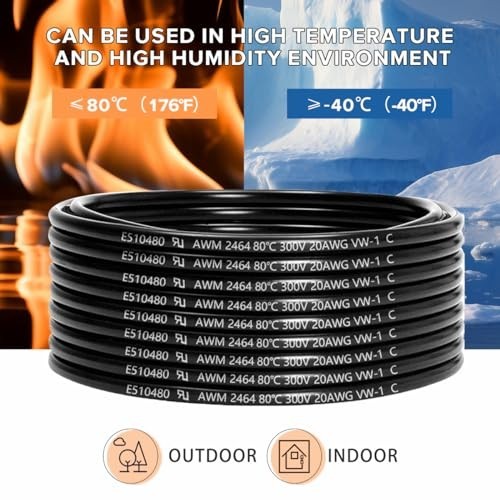 100FT 20 Gauge 4 Conductor Wire, UL 2464 Tinned Copper PVC Cable for LED, Automo