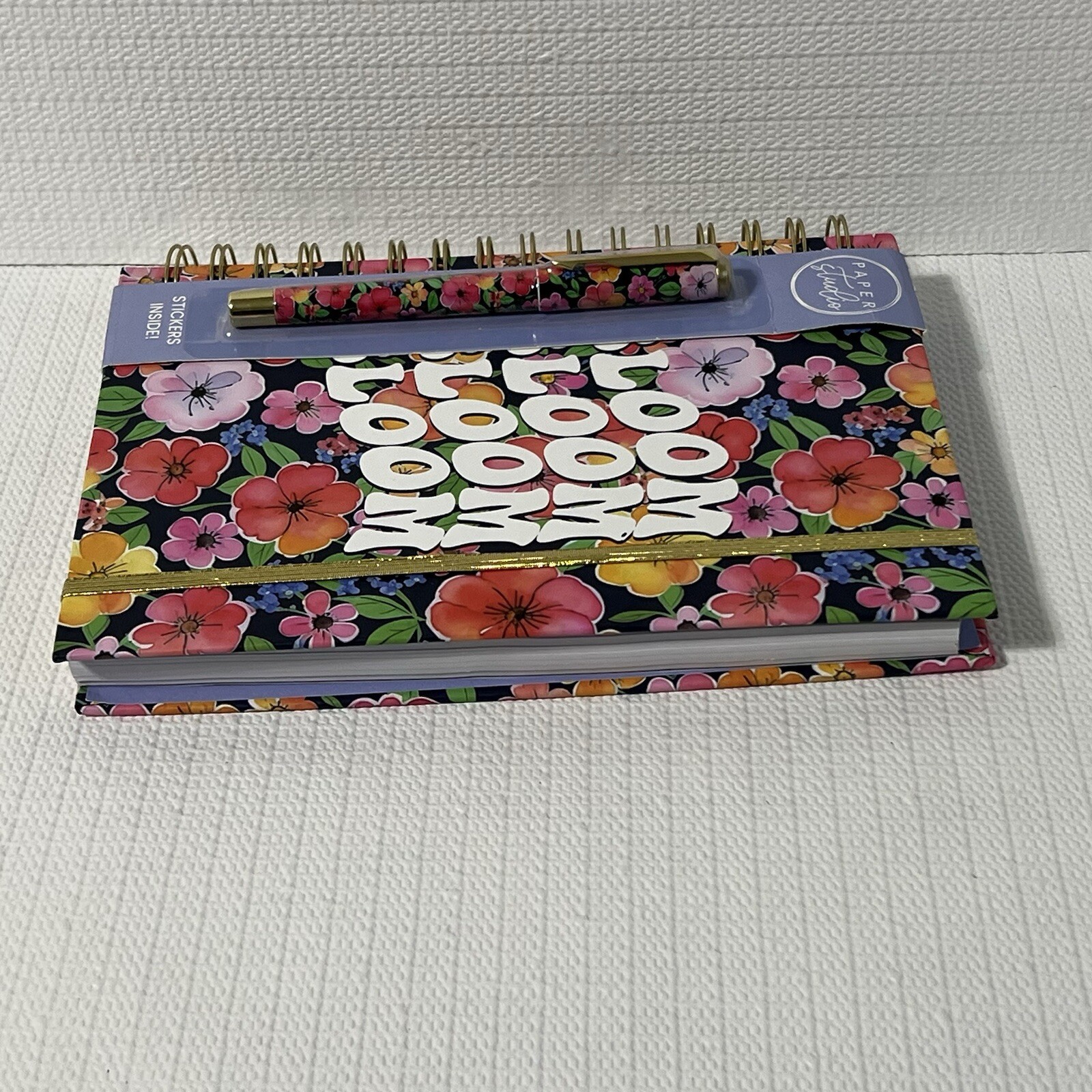 BLOOM Hardcover Spiral Notebook Journal Pen Sticker Set Colorful Lined Flowers