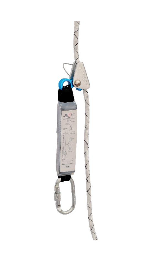 Fall protection height protection rope 10 m incl. rope brake fall absorber carabiner according to Di