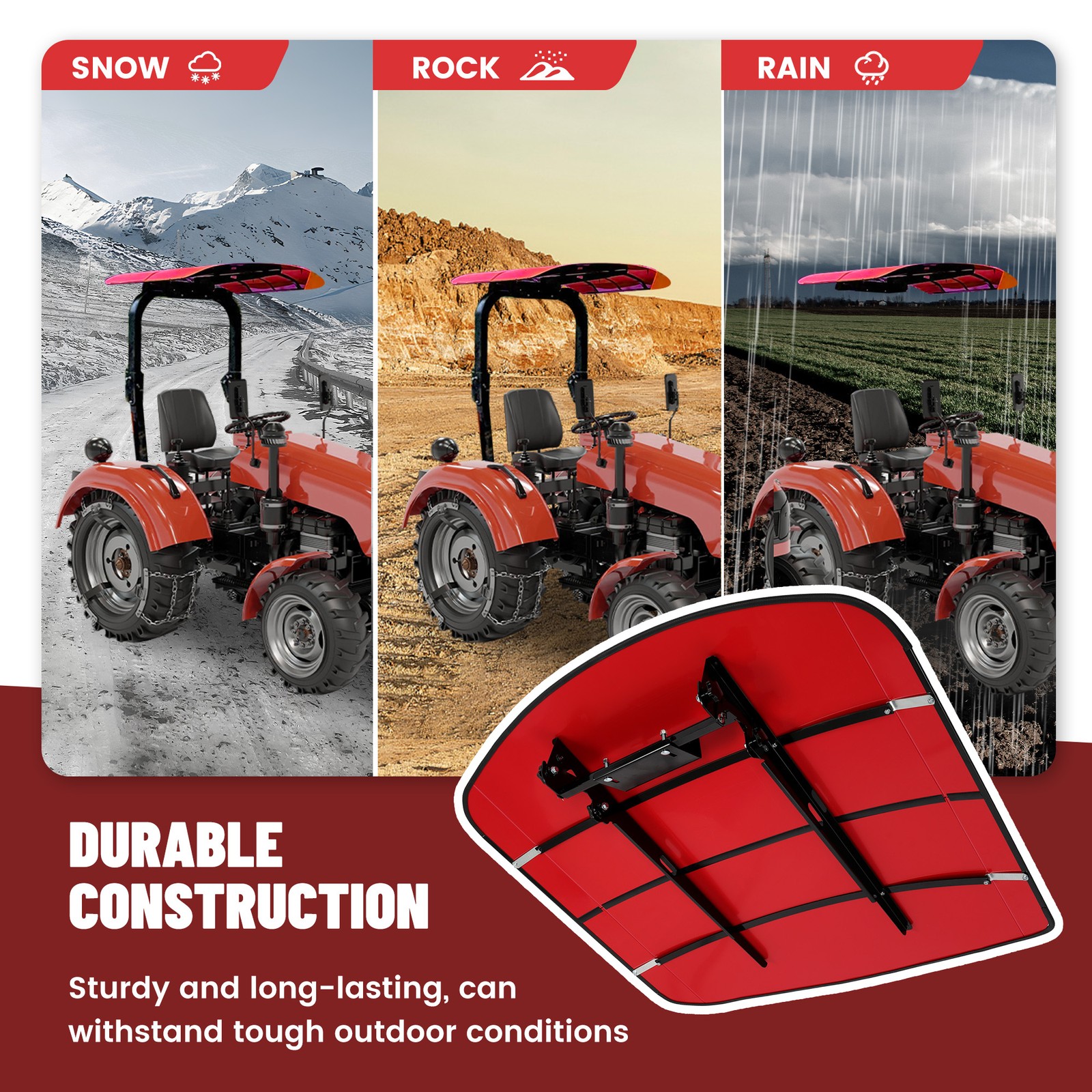 NEW Tuff Top Tractor Canopy Red For ROPS 52″ X 52″ w/ Mounting Accessories