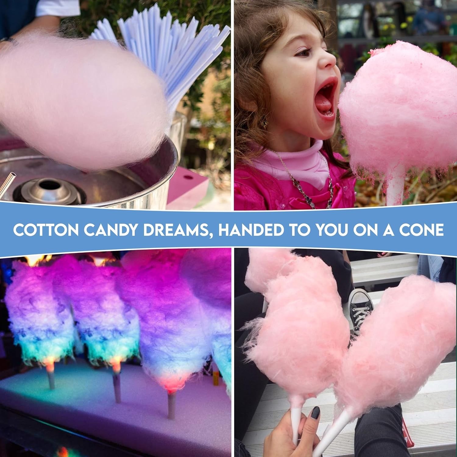 High-Quality 11 Inch Cotton Candy Cones – 100 Count for Sweet Celebrations