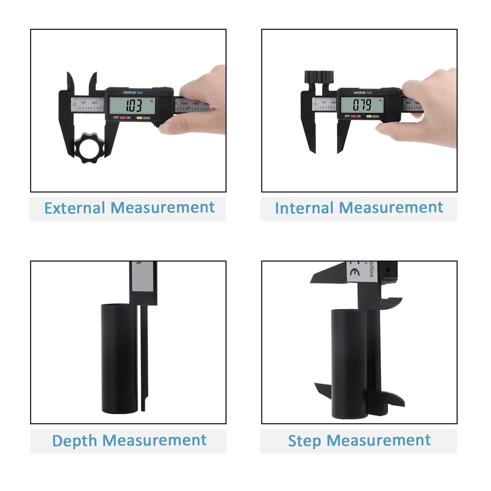Adoric KC24 Digital Caliper 0-6 Inch Inch/mm Conversion Large LCD