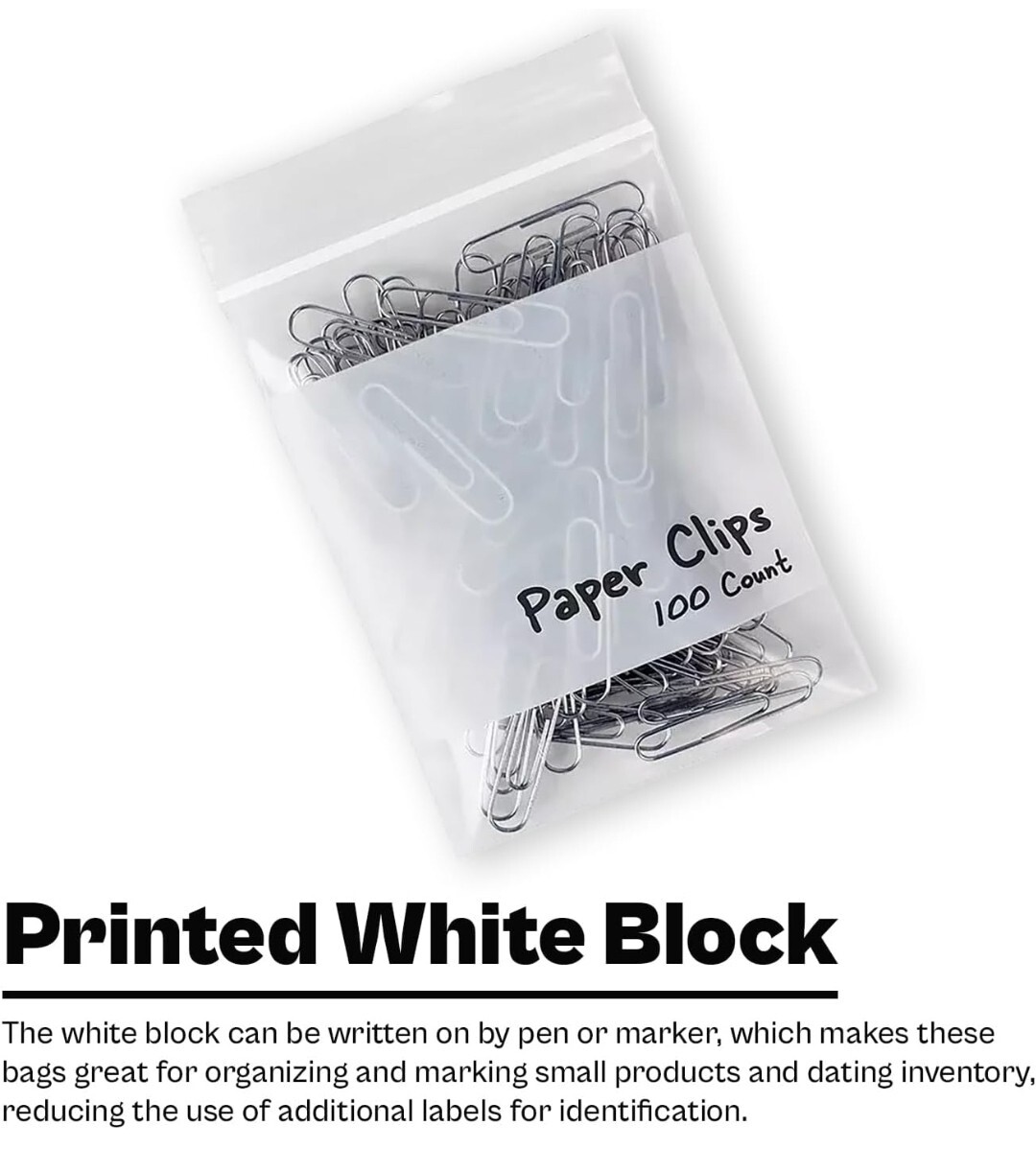 500/PCS White Block 2″x2″ Clear Reclosable Seal Bag Plastic Zip Lock Bags 2Mil