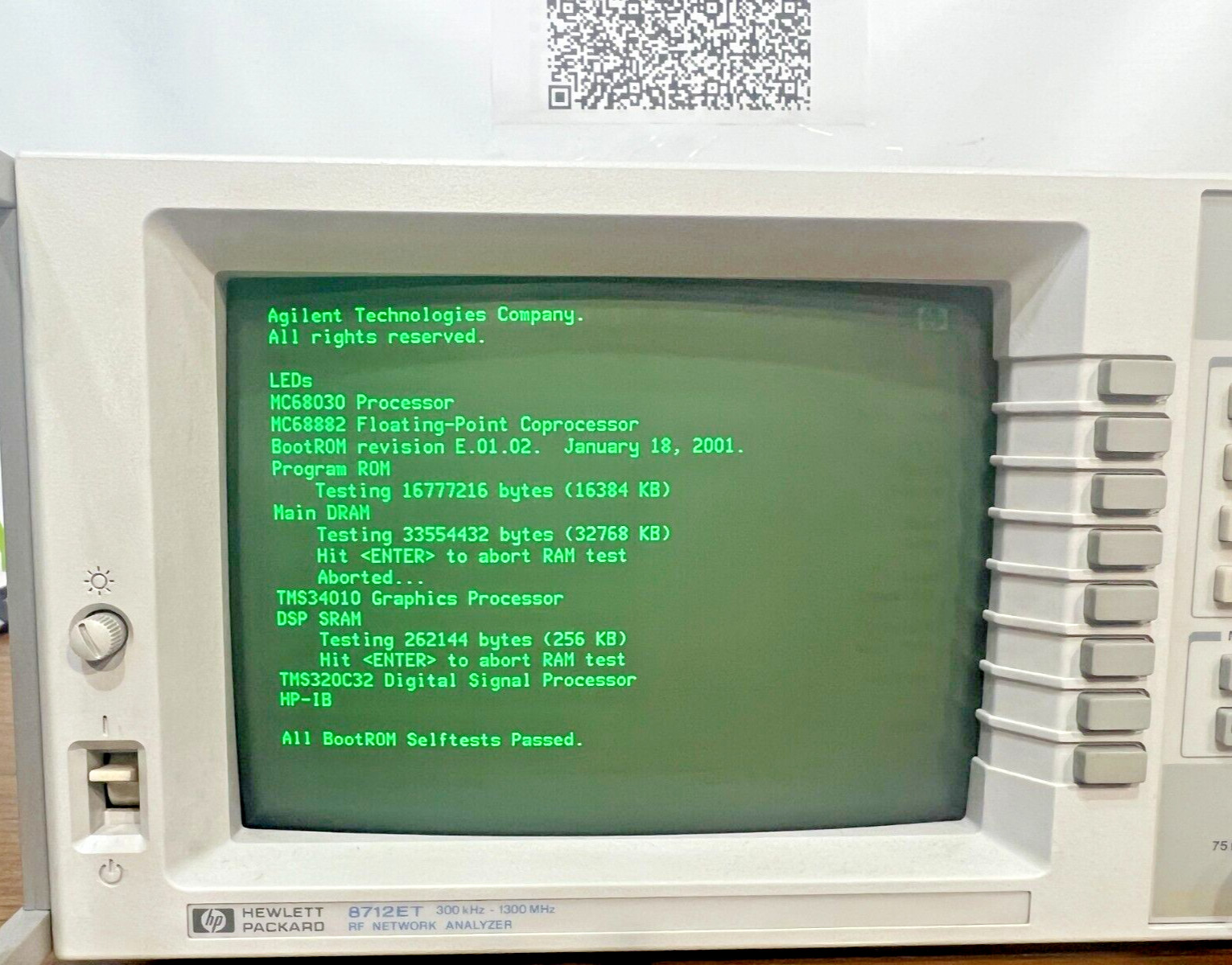 HP 8712ET RF Network Analyzer 300Khz – 1300Mhz OPT 1EC