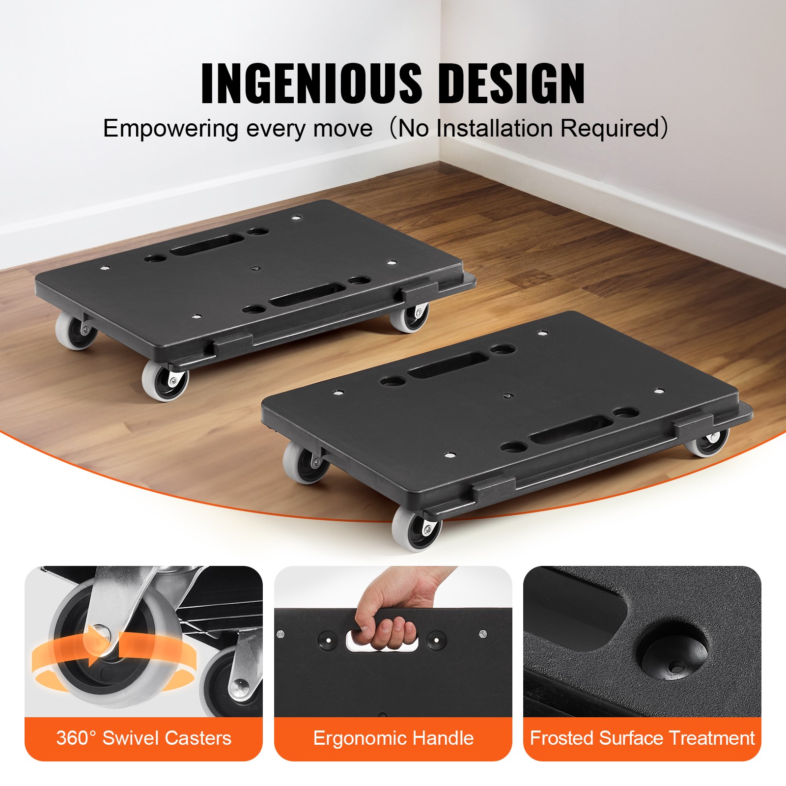 VEVOR 2PCS Platform Dolly Interlocking Edge Furniture Mover 500lbs Capacity Each