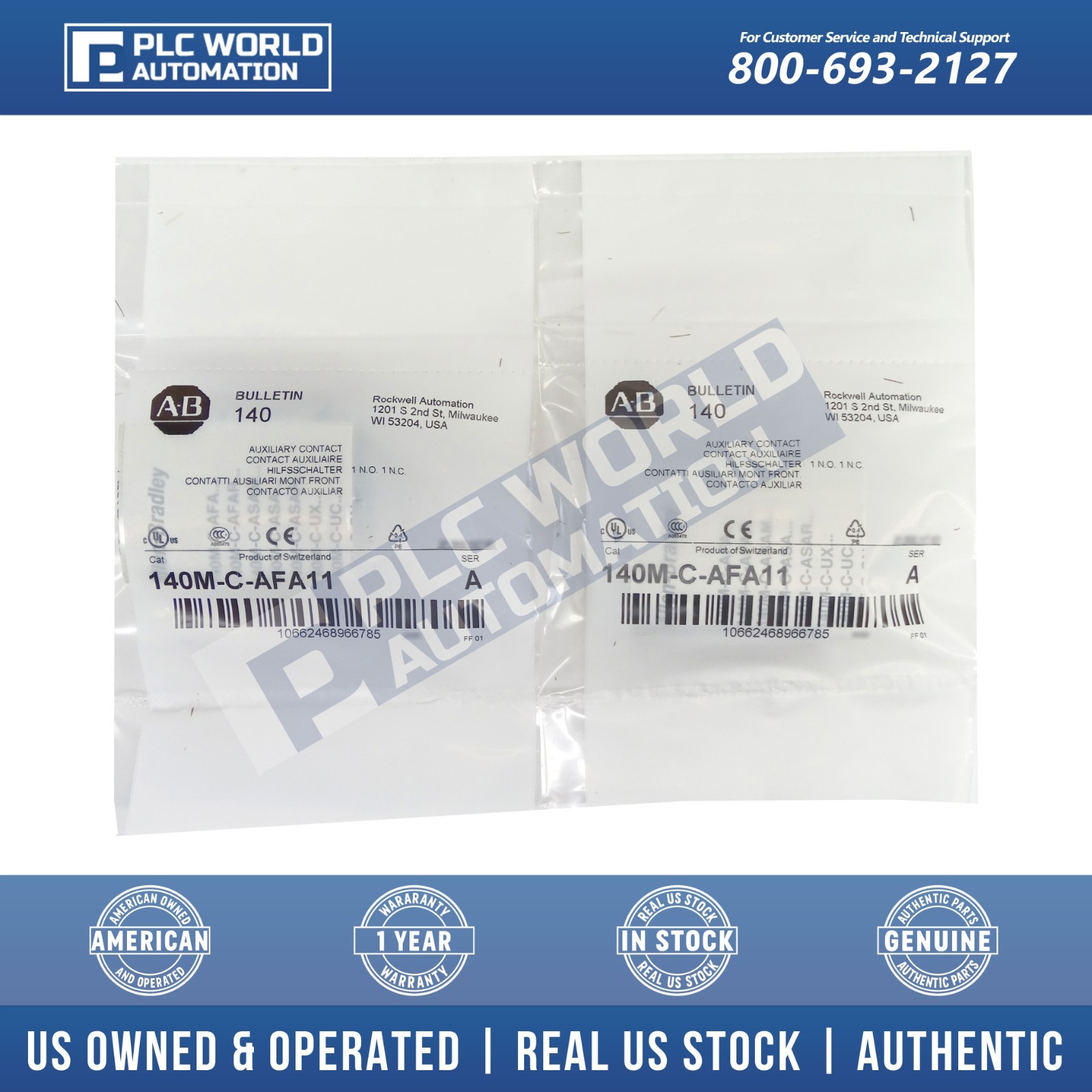 Allen Bradley 140M-C-AFA11 Ser A Auxiliary Contact Block, Brand New